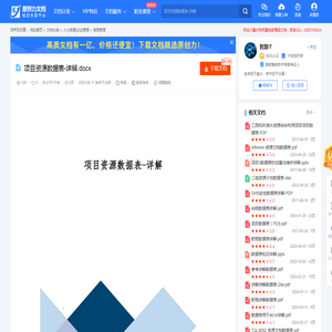 项目资源数据表-详解.docx-原创力文档